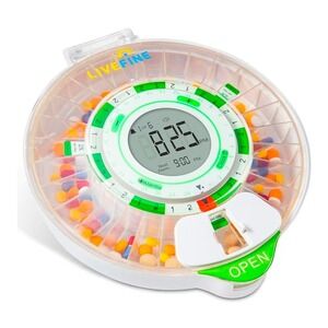 LiveFine Automatic Pill Dispenser with Alarms and Locking Lid